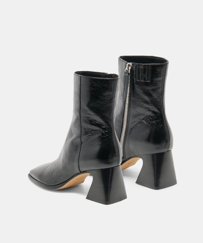 CECELA BOOTIES MIDNIGHT CRINKLE PATENT