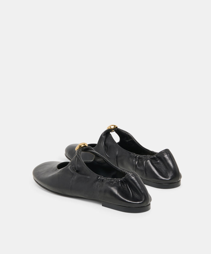 CORNEL FLATS BLACK LEATHER