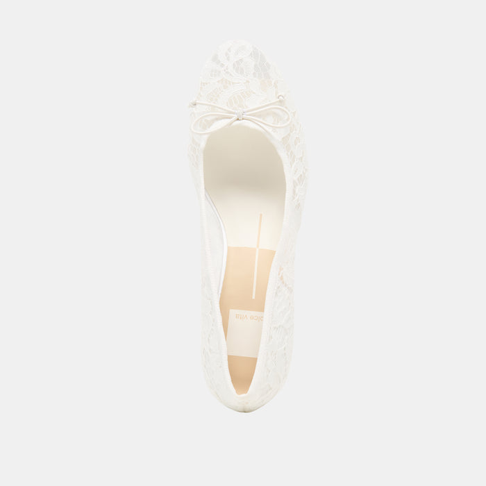 DAWSEN LACE HEELS TRUE WHITE LACE