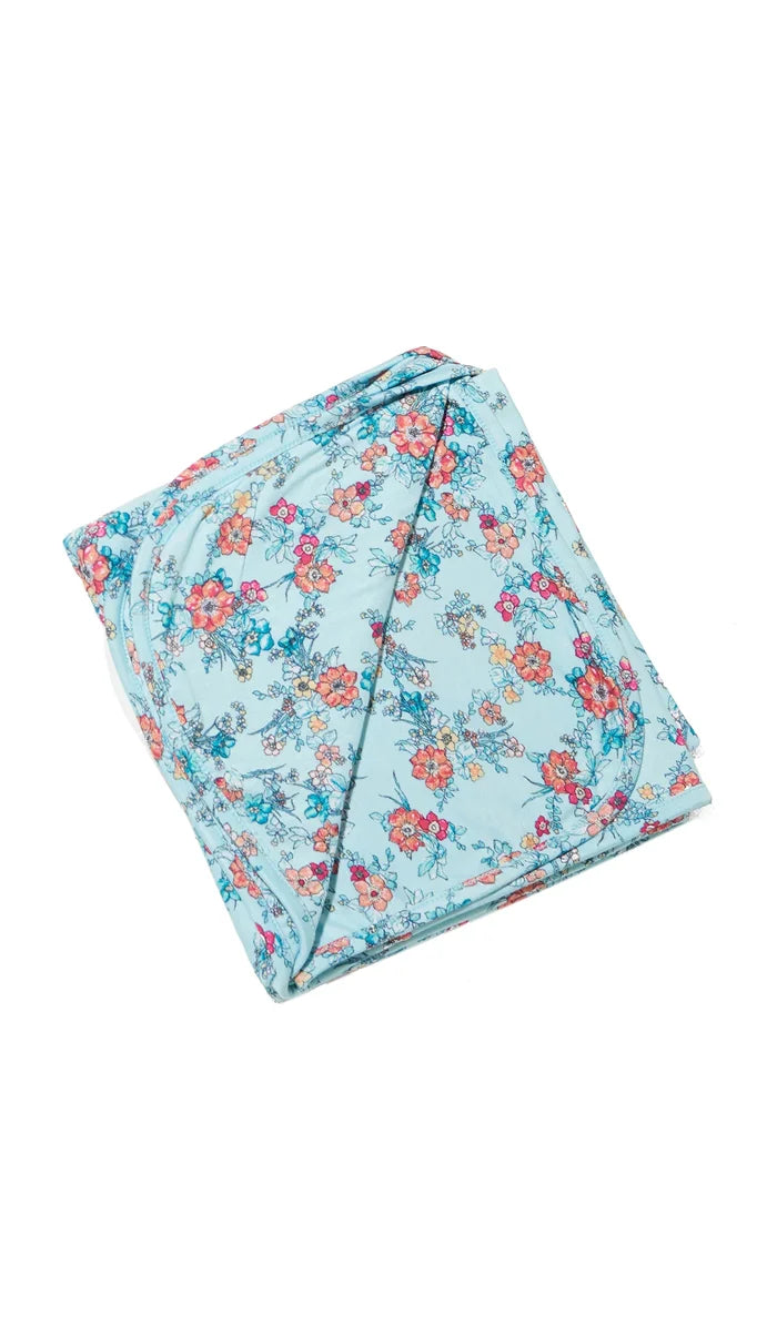 Everly Grey | Swaddling Blanket | Azure Mist