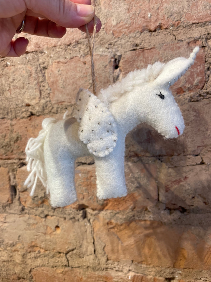 Felted Unicorn Christmas Ornaments
