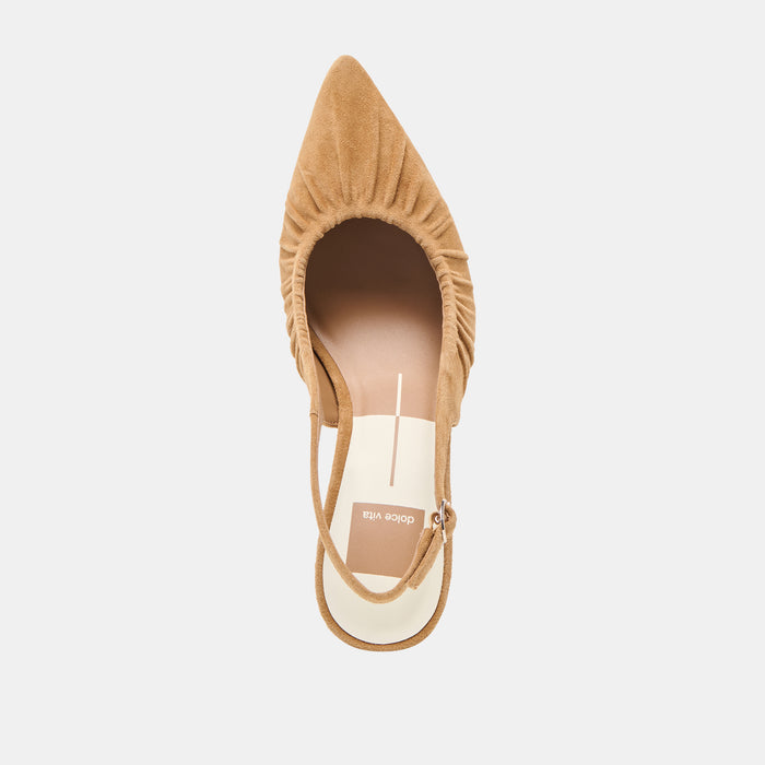 KEIRA HEELS LT BROWN SUEDE