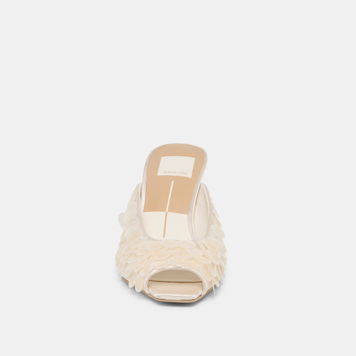 SAMARY CONFETTI HEELS OFF WHITE SATIN