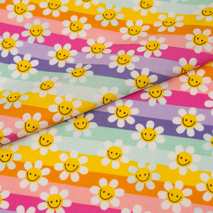 SINGER® Fabric, 100% Cotton, Modern Daisy Stripes, Cut by the Yard