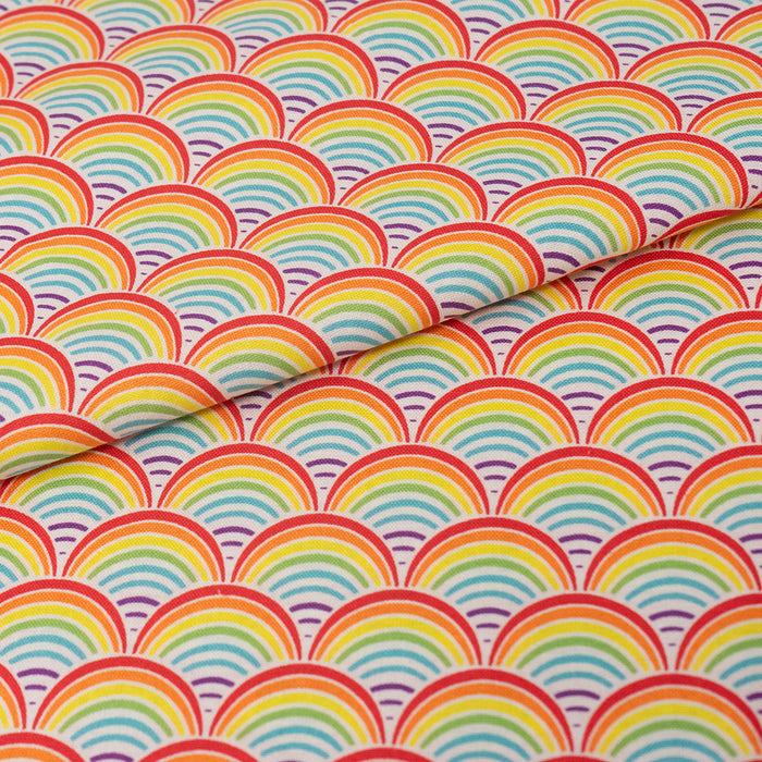 SINGER® Fabric, 100% Cotton, Rainbow Geo Scallops, Cut by the Yard