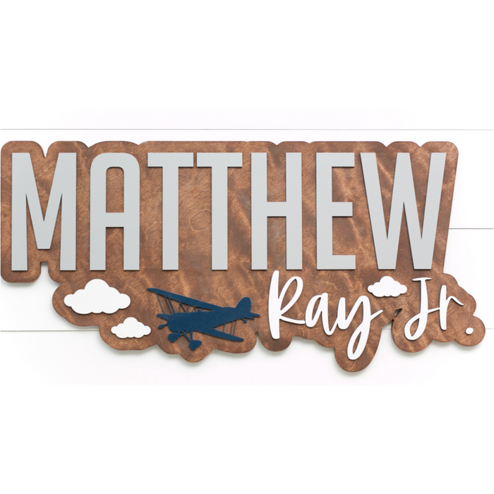 Sugar + Maple Bubble Wood Sign | Airplane