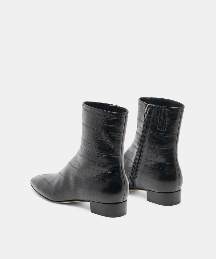 TARINE BOOTIES NOIR EMBOSSED LEATHER