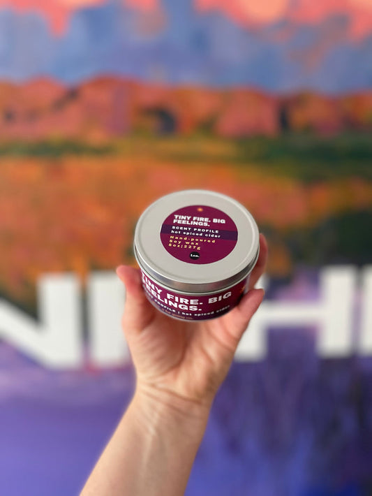 Soy Candle Tins 8 Oz Spring 2026 Collection - Tiny Fire. Big Feelings.