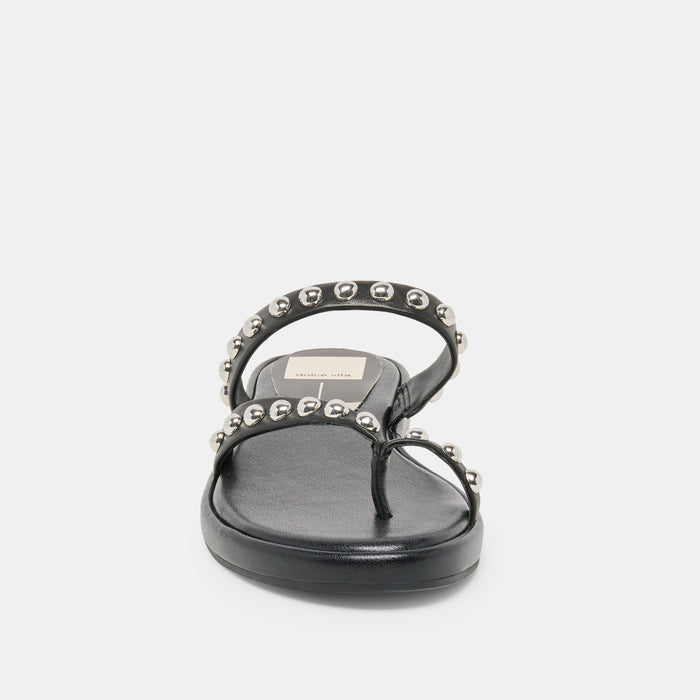 AMARY STUD SANDALS BLACK LEATHER