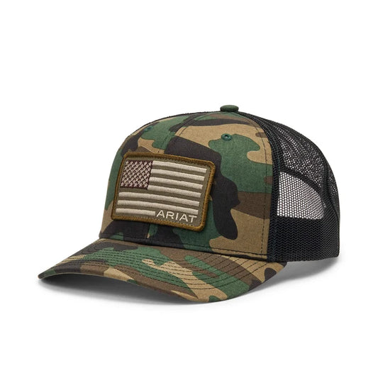 Ariat men's USA flag patch baseball cap in camo