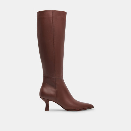 Auggie Extra Wide Calf Chocolate Boots | Leather Wide Calf Boots