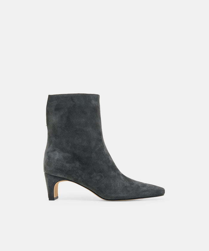 BENNET Anthracite Suede Block-Heel Almond-Toe Booties | Dolce Vita