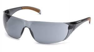 Pyramex Billings frameless lightweight safety glasses with gray temples and a gray lens