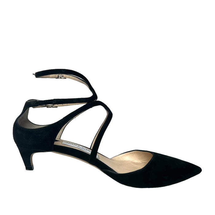 Black Suede Kitten Heels - 7