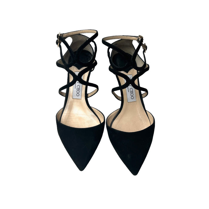 Black Suede Kitten Heels - 7