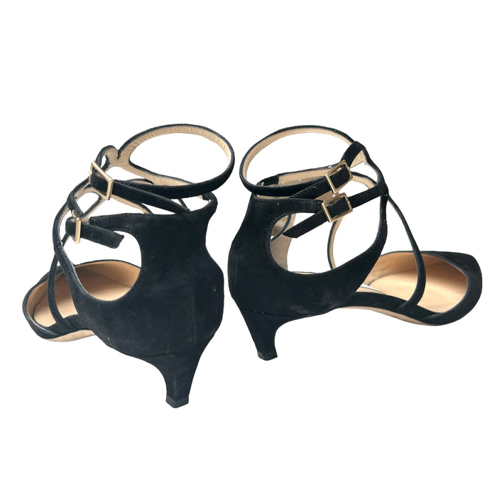 Black Suede Kitten Heels - 7