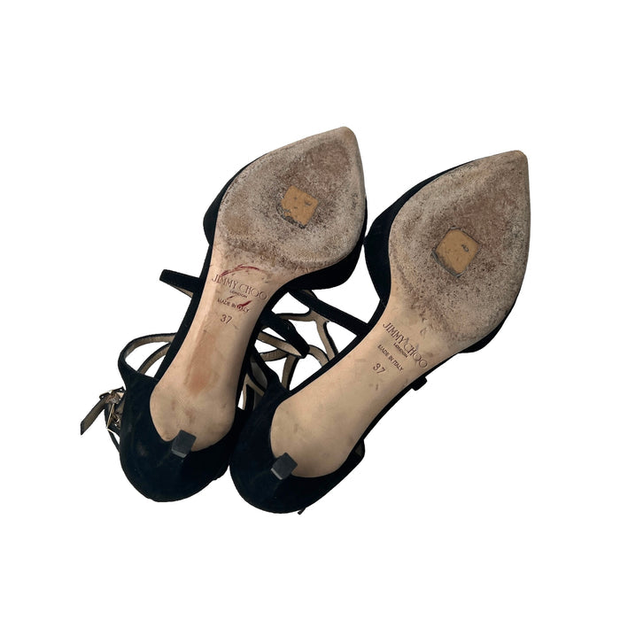 Black Suede Kitten Heels - 7
