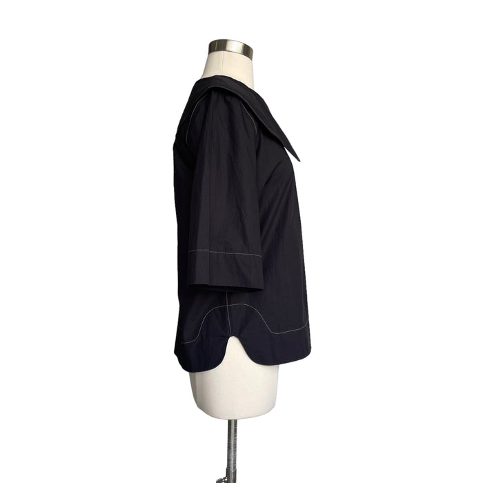 Black Wide Collar Structured Shirt - S