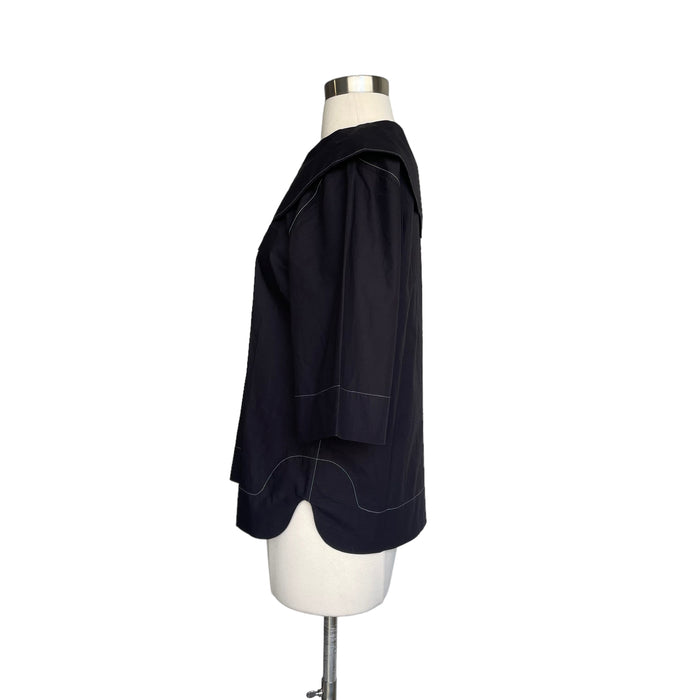 Black Wide Collar Structured Shirt - S