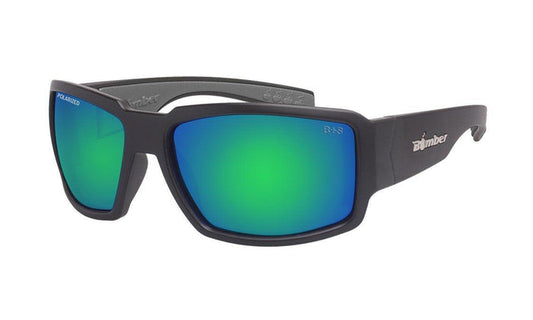 Bomber Boogie Bomb ANSI Z87+ polarized safety sunglasses with green mirror lens