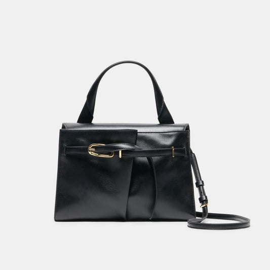 BORGO Black Leather Adjustable Crossbody Handbag | Dolce Vita