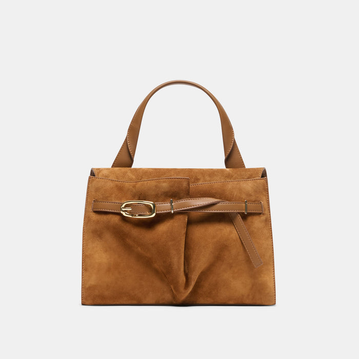 BORGO HANDBAG DARK TAN SUEDE