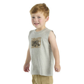 Carhartt boys sleeveless graphic tractor t-shirt in grey heather