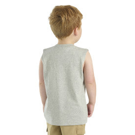Carhartt boys sleeveless tractor graphic tee in grey heather, further product image