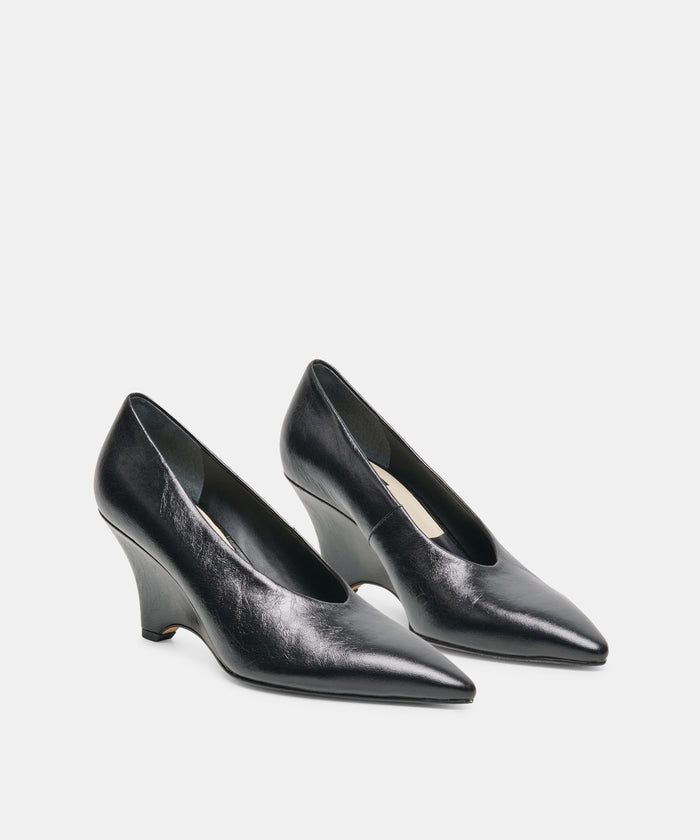 CAMERO WEDGES BLACK LEATHER