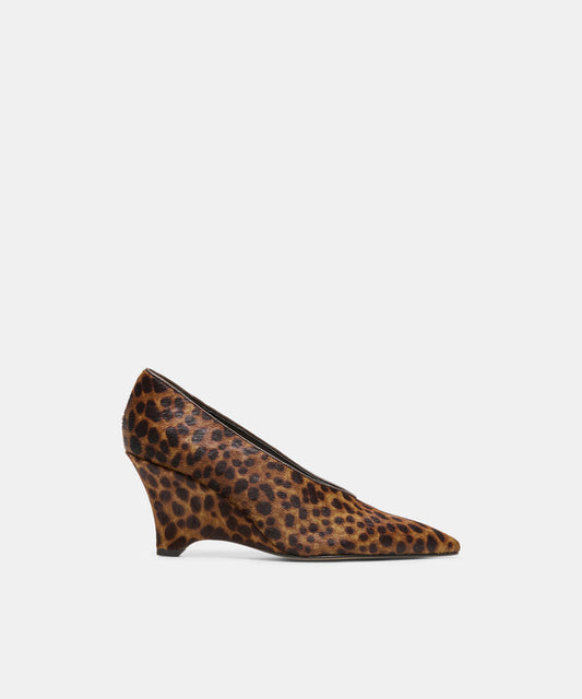 CAMERO Dk Leopard Calf Hair Pointed-Toe Wedges | Dolce Vita