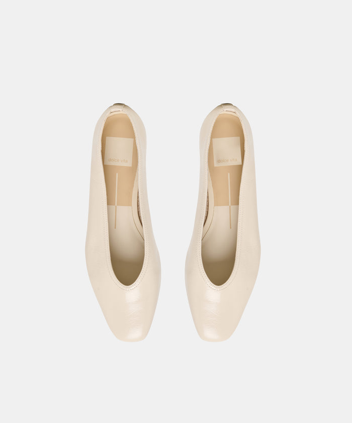 CARET BALLET FLATS BONE LEATHER