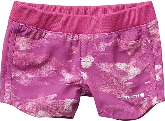 Carhartt Kids lightweight ripstop camo shorts for girls in pink camo print