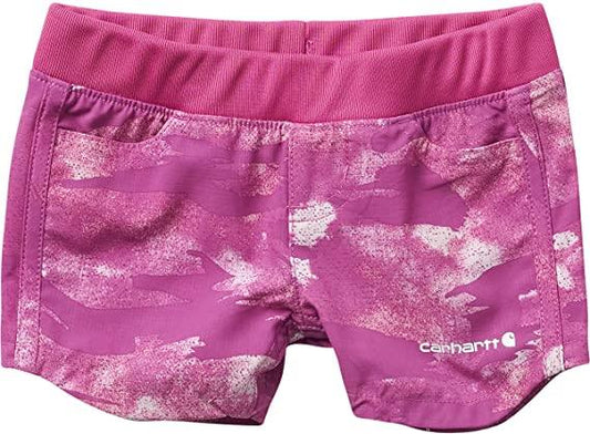 Carhartt Kids lightweight ripstop camo shorts for girls in pink camo print