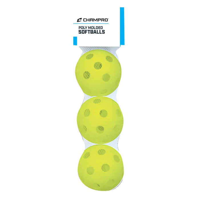 Champro 3 Pack - Optic Yellow Poly Softballs — Practice/Training