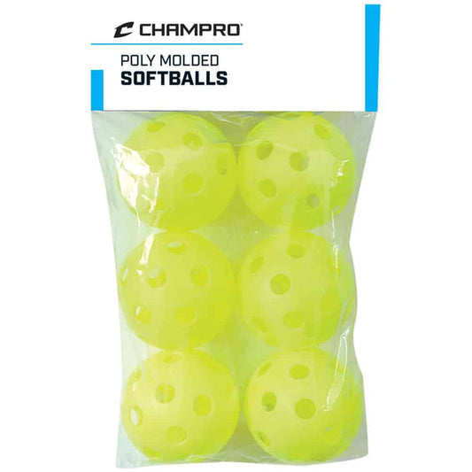 Champro 6 Pack - Yellow Poly Softballs — Practice/Training