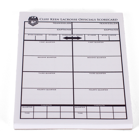 Cliff Keen Lacrosse Game Card Pad 25 Cards — Bags
