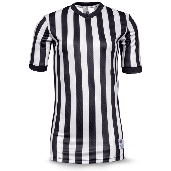 Cliff Keen Sublimated 100% Unique Women's Basketball Referee V-Neck Shirt — Officials Gear