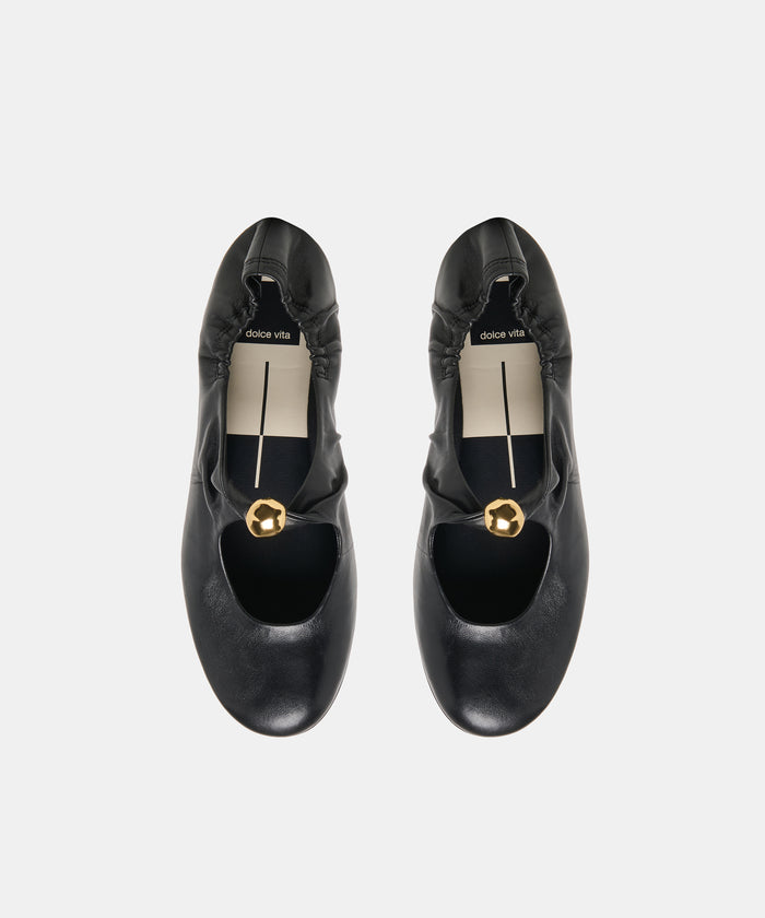 CORNEL FLATS BLACK LEATHER