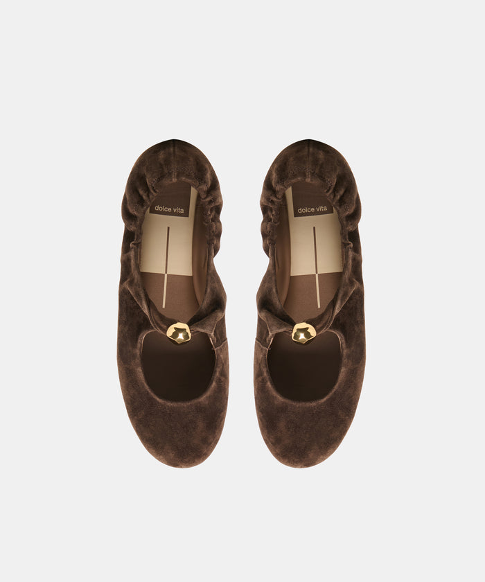 CORNEL FLATS DK BROWN SUEDE