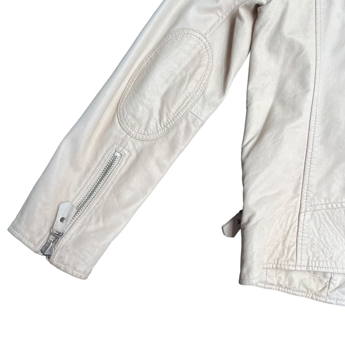 Cream Leather Jacket - M