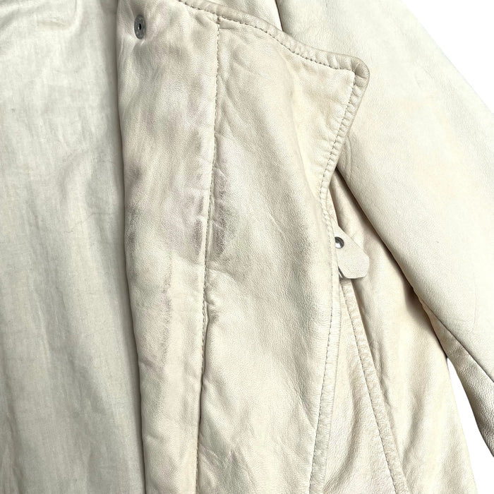 Cream Leather Jacket - M