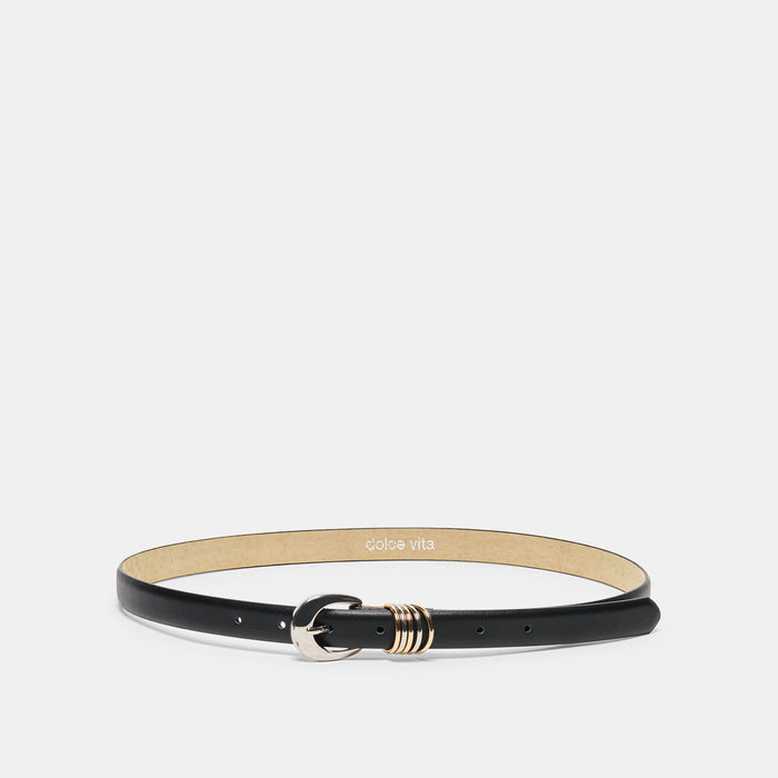 Crescent Buckle Black Mixed Metal Multi Keeper Belt | Dolce Vita