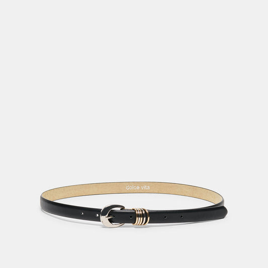 Crescent Buckle Black Mixed Metal Multi Keeper Belt | Dolce Vita