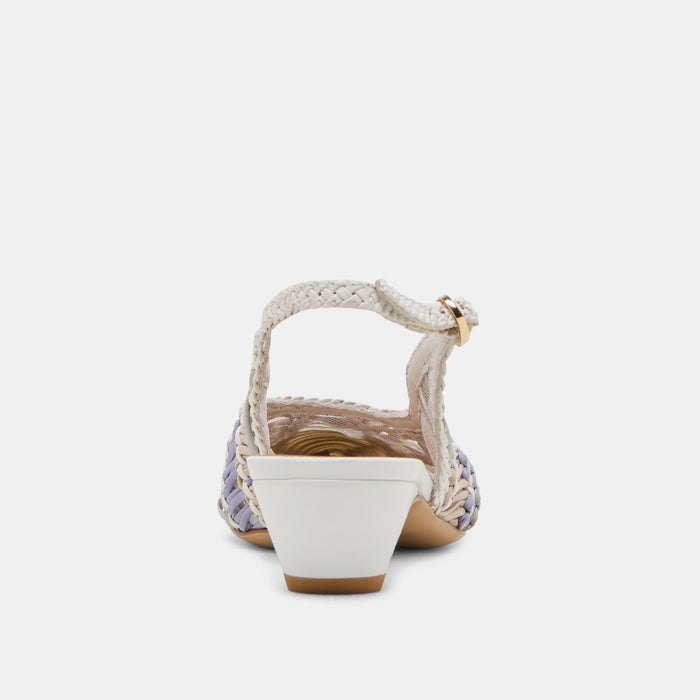 DAFNEY HEELS WHITE MULTI WOVEN LEATHER