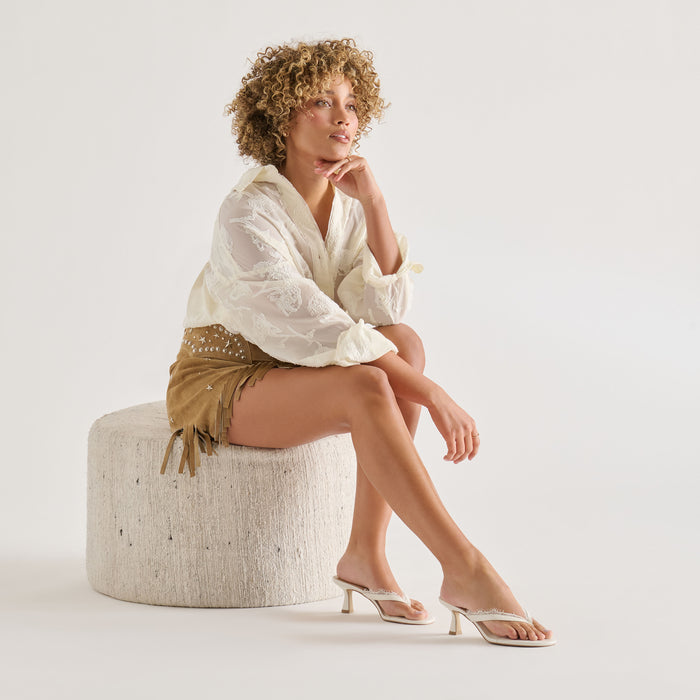 DAKSIE LACE HEELS TRUE WHITE LEATHER
