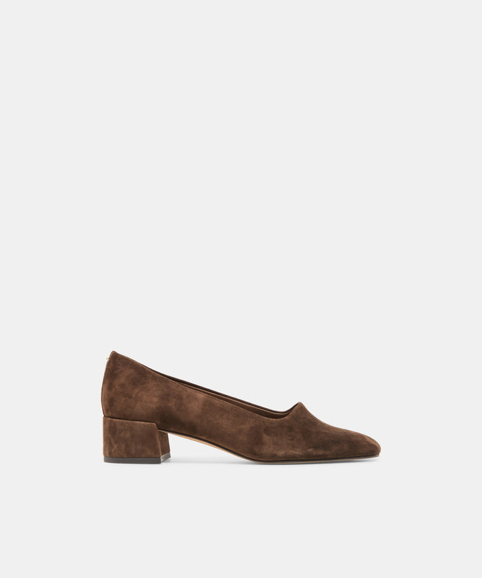 DALIA Dk Brown Suede Ballet Block Heels | Dolce Vita