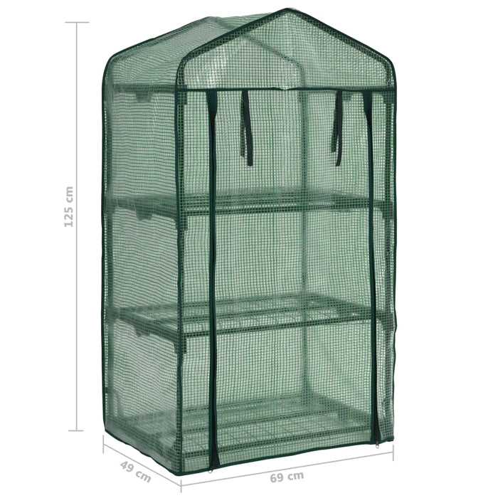 Drivhus / Miniväxthus med 3 hyllplan 69x49x125 cm