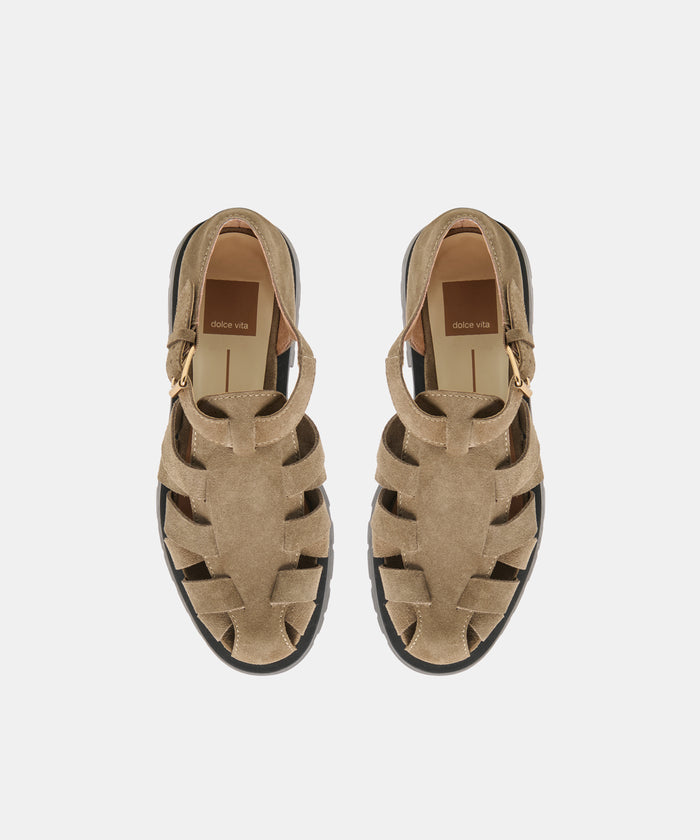 ELSAH FLATS OLIVE SUEDE