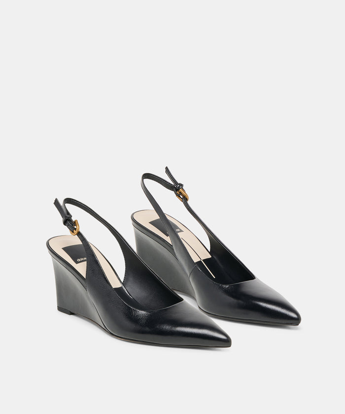 EVELAN WEDGES BLACK LEATHER