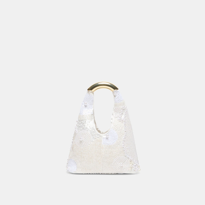 EVELISE MINI HANDBAG WHITE PEARL SATIN